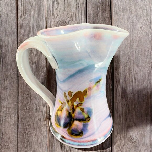 Vintage Hand Made Studio Art Pottery Pitcher Creamer Stoneware Artist Signed VTG - Picture 1 of 13